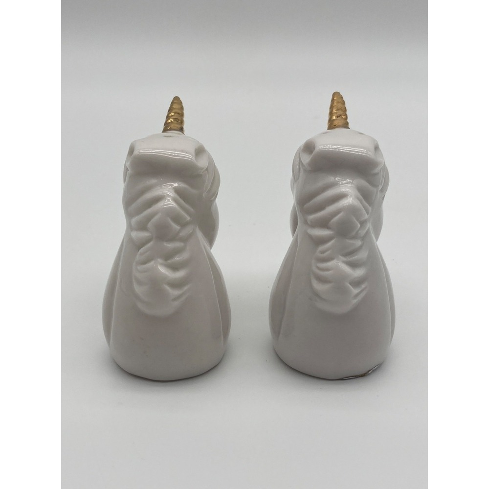 Vintage Giftcraft Ceramic Unicorn Head Salt & Pepper Shakers Gold Horn Toronto - Picture 4 of 10